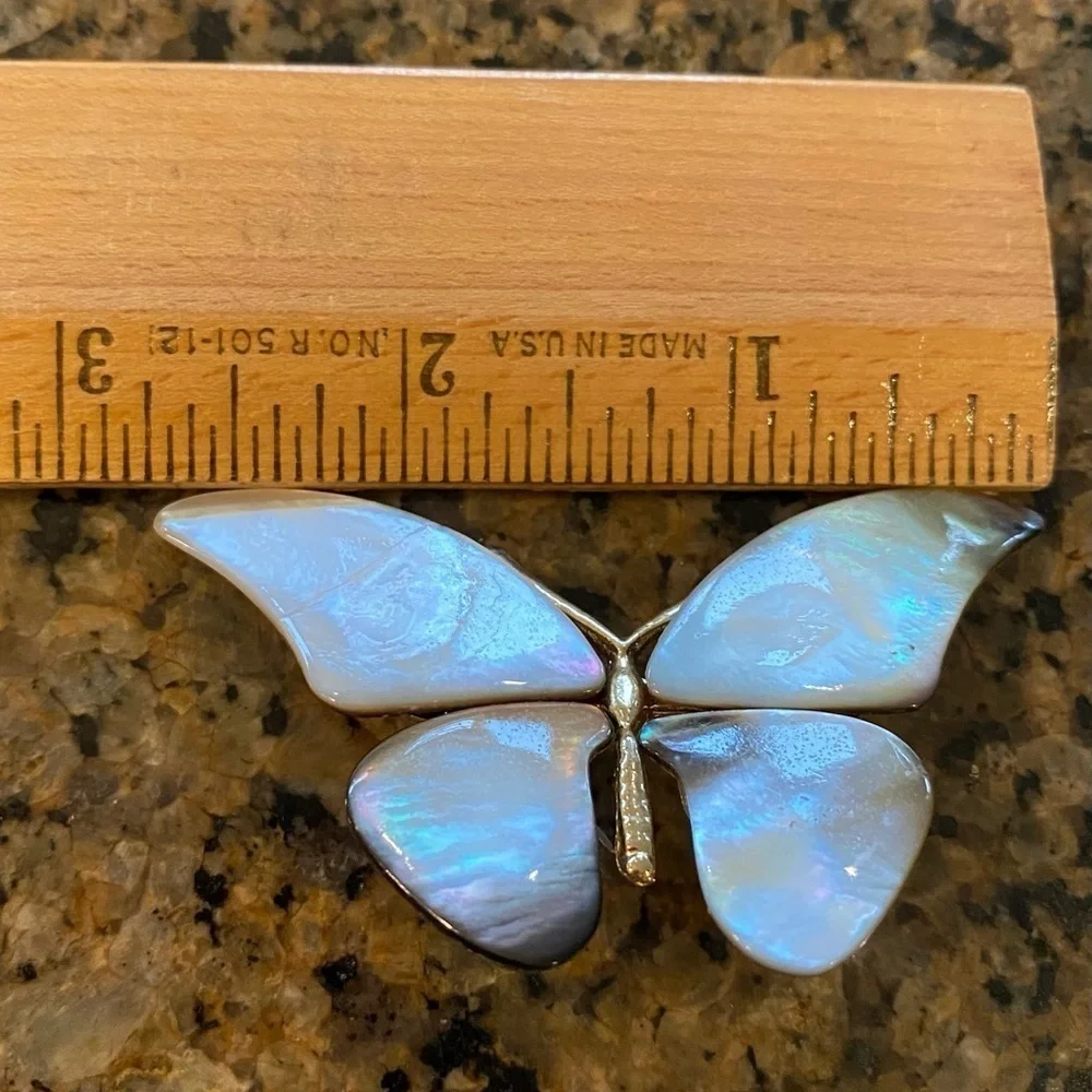 Butterfly Brooch vintage mother of pearl gold toned Cottagecore